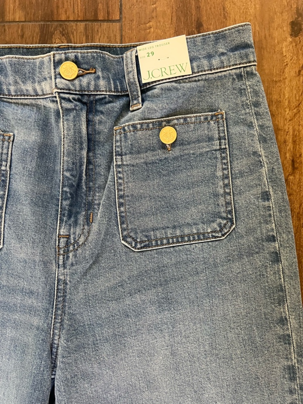 NWT J. Crew Sailor Denim High Rise Wide Leg Trouser Jeans in Blue River Wash - Picture 4 of 7
